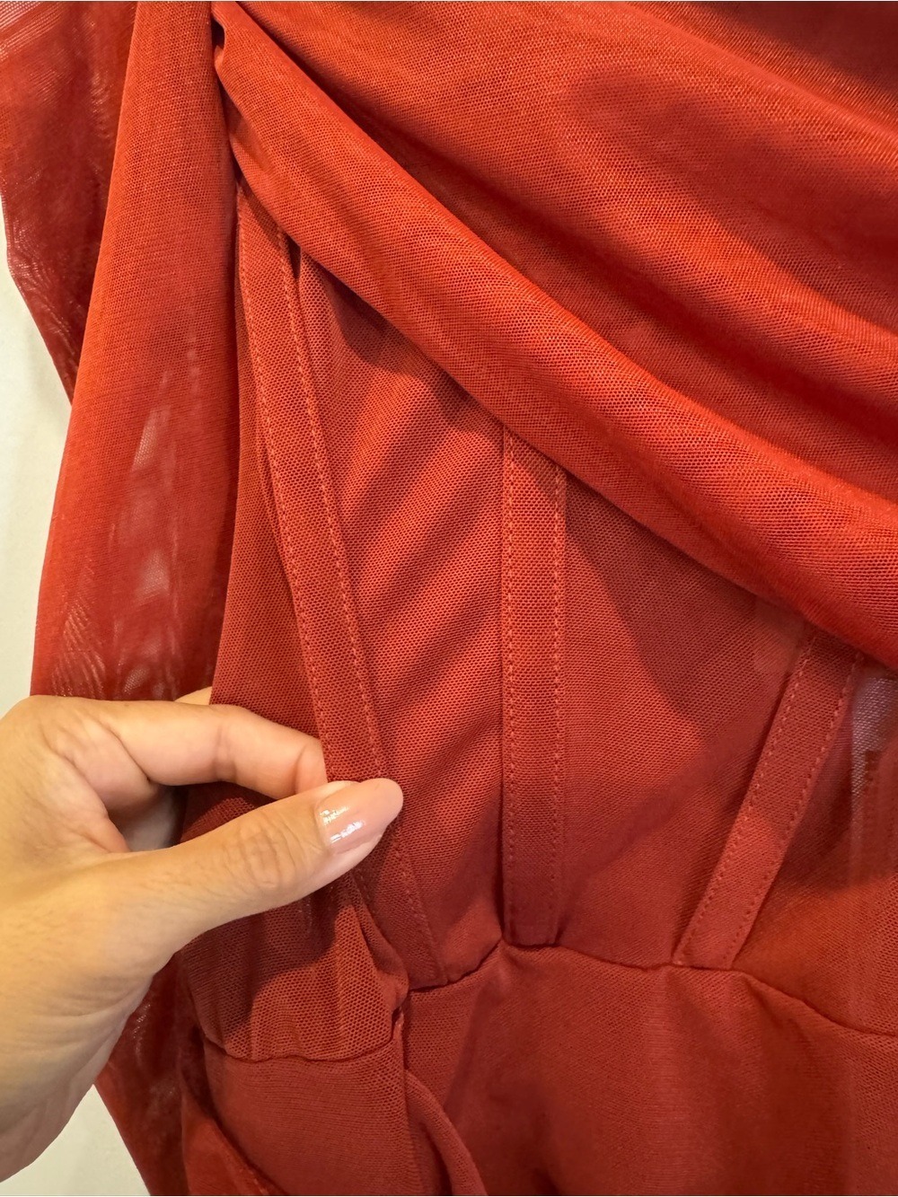 Mistress Rocks Rust Red Ruched Off Shoulder Mini Dress Size Small 0746 - Picture 6 of 13